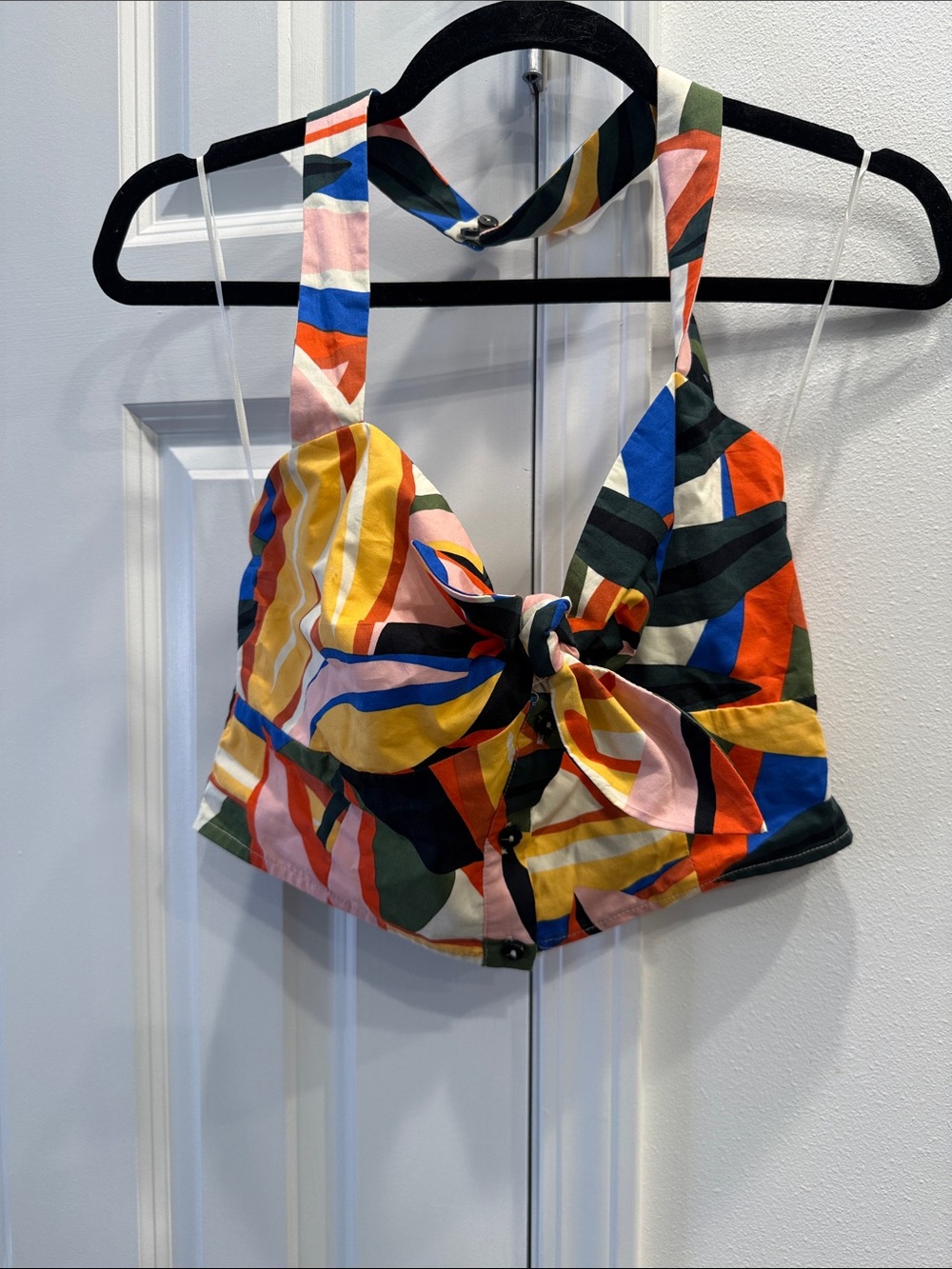 Multicolor Knotted Halter Tank Top